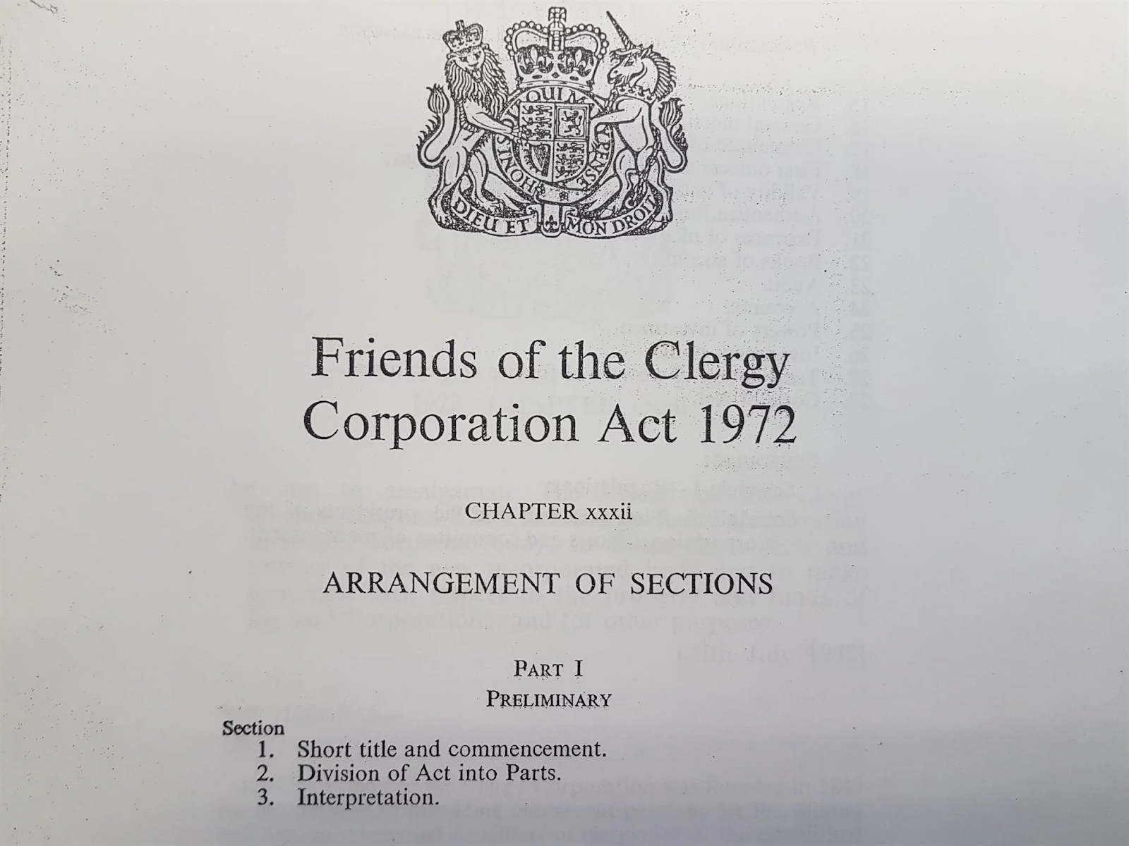 Friends of the Clergy Corporation Act 1972