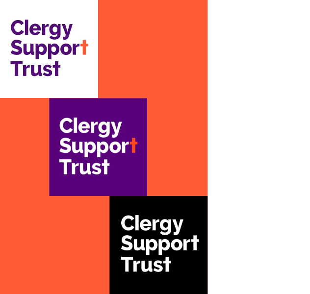 Three versions of the Clergy Support Trust logo.