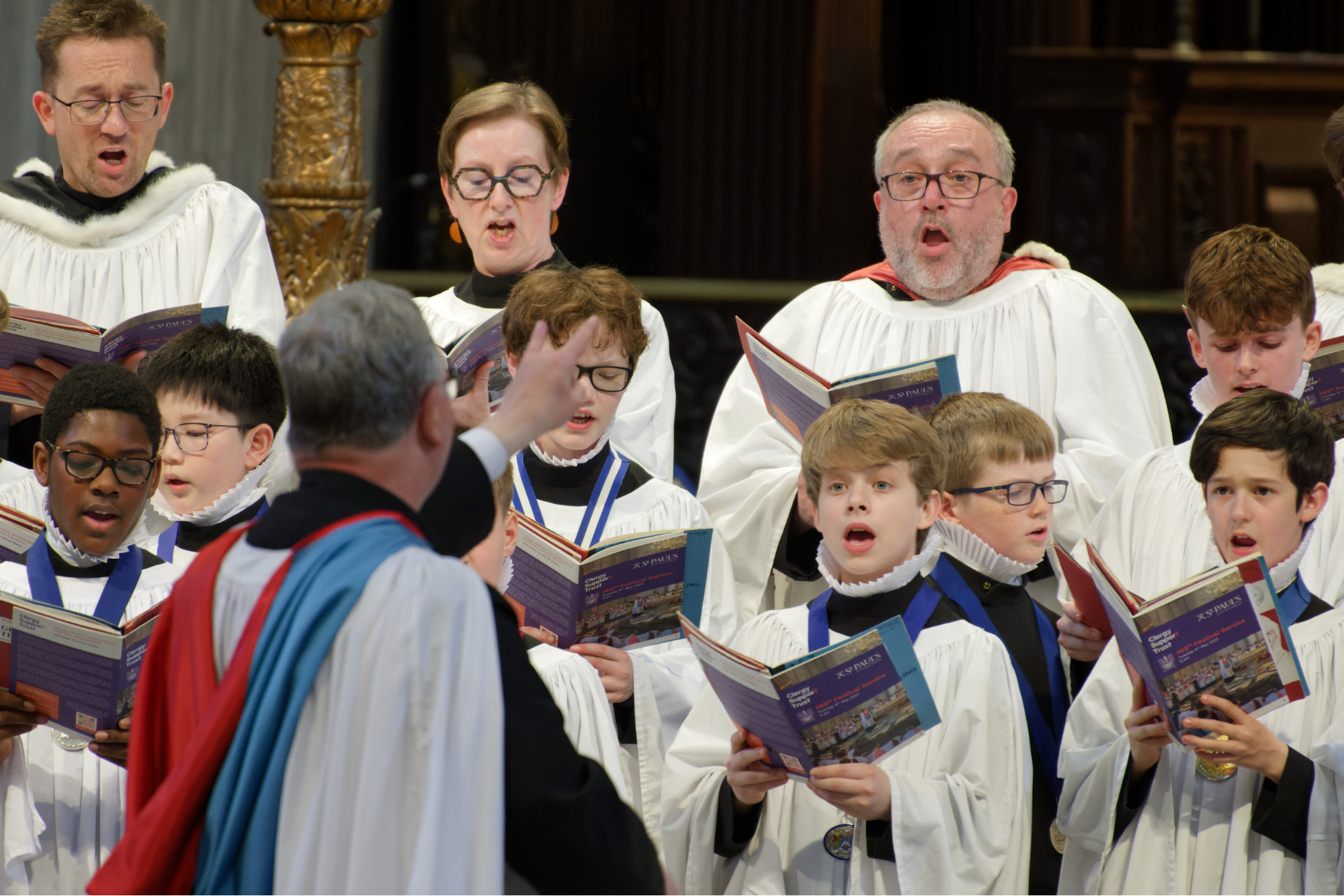 The Choir of St Paul's Cathedral mid-performance.