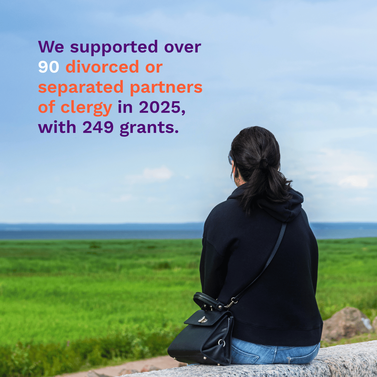 Text reads: We supported over 90 divorced or separated partners of clergy in 2025, with 249 grants.