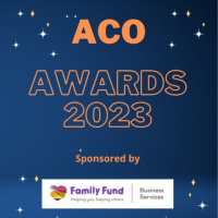 Text reads: ACO Awards 2023. Sponsored by Family Fund.
