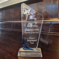 A glass trophy.
